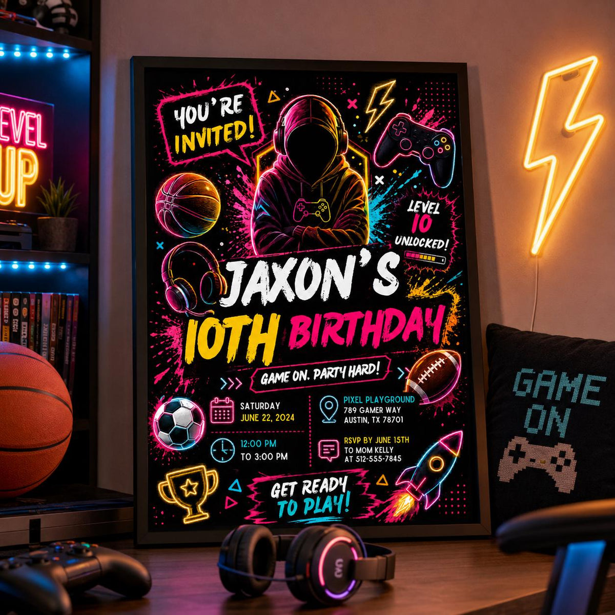Editable Basketball Birthday Invitation Canva Template, Modern Boys Teens Cute Fun Themed DIY Chic Party Invite, Printable Digital Download.