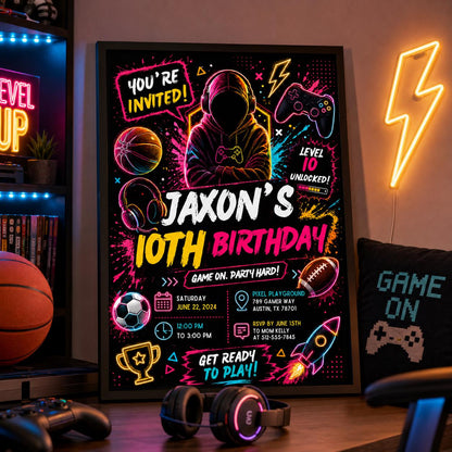 Editable Basketball Birthday Invitation Canva Template, Modern Boys Teens Cute Fun Themed DIY Chic Party Invite, Printable Digital Download.