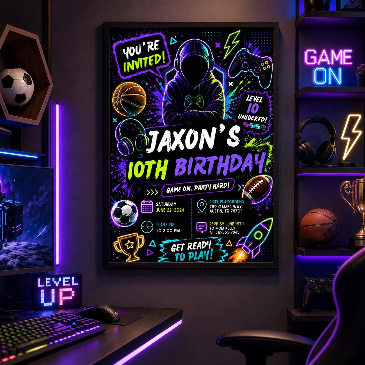 Editable Basketball Birthday Invitation Canva Template, Modern Boys Teens Cute Fun Themed DIY Chic Party Invite, Printable Digital Download.