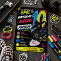 Editable Neon Glow Birthday Invitation Canva Template, Boys Kids Teens Neon Cute Fun DIY Chic Teen Party Invite, Printable Digital Download.