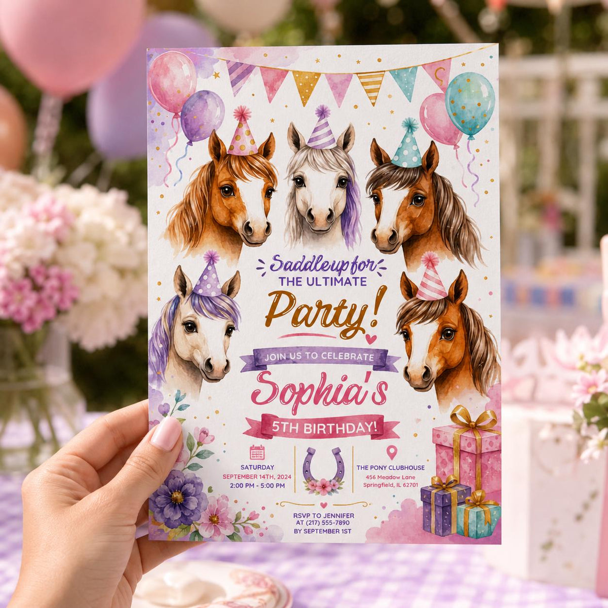 Editable Cowgirl Birthday Invitation Canva Template, Girls Kids Cute Fun DIY Sweet Chic Teen Tween Party Invite, Printable Digital Download.