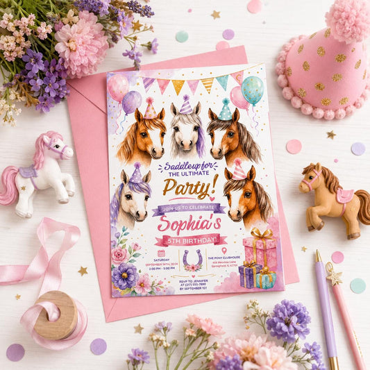 Editable Cowgirl Birthday Invitation Canva Template, Girls Kids Cute Fun DIY Sweet Chic Teen Tween Party Invite, Printable Digital Download.
