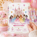Editable Princess Birthday Invitation Canva Template, Floral Girls Kids Cute Modern Fun Themed DIY Party Invite, Printable Digital Download.