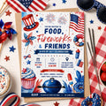 Editable 4th of July Bbq Birthday Invitation Canva Template, Blue White Red Kids Cute Fun DIY Chic Party Invite, Printable Digital Download.