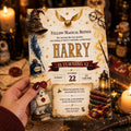 Editable Wizards Witches Birthday Invitation Canva Template, Cute Modern Fun Themed DIY Sweet Chic Party Invite, Printable Digital Download.