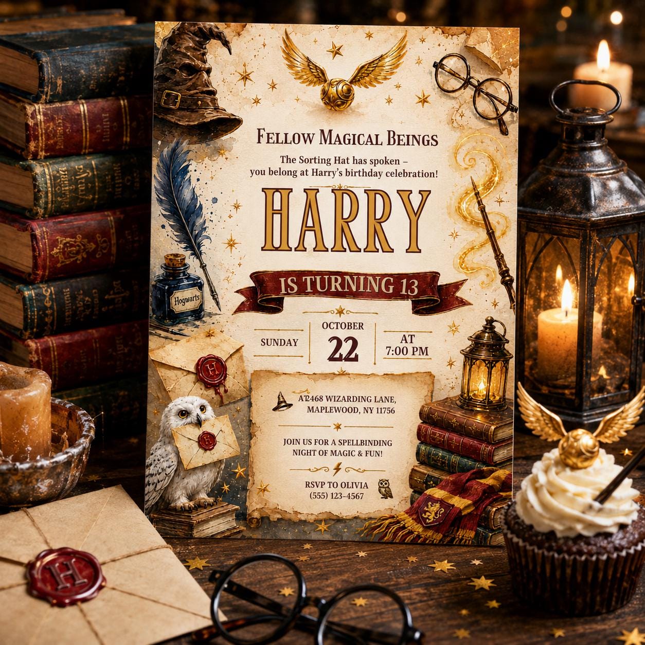 Editable Wizards Witches Birthday Invitation Canva Template, Cute Modern Fun Themed DIY Sweet Chic Party Invite, Printable Digital Download.