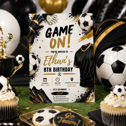 Editable Football Birthday Invitation Canva Template, Boys Kids Sport Cute Fun DIY Sweet Chic Teen Party Invite, Printable Digital Download.