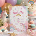 Editable Rainbow Birthday Invitation Canva Template, Girls Kids Cute Fun DIY Sweet Chic Teen Tween Party Invite, Printable Digital Download.