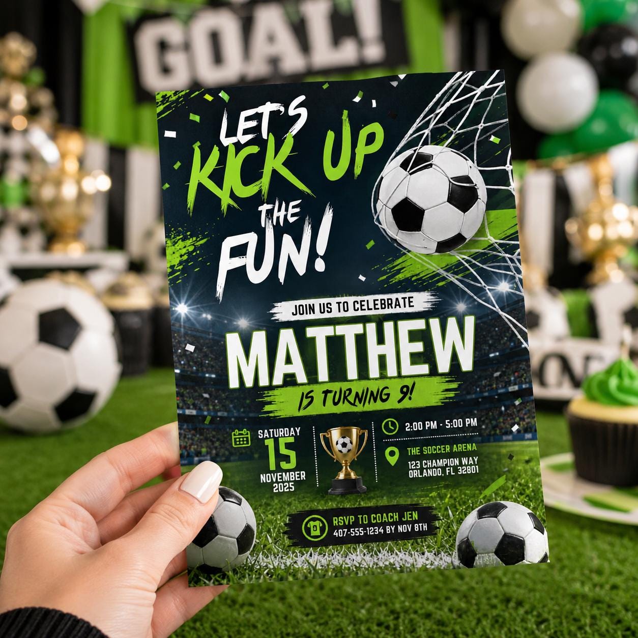 Editable Football Birthday Invitation Canva Template, Boys Kids Cute Fun DIY Sweet Chic Teen Tween Party Invite, Printable Digital Download.