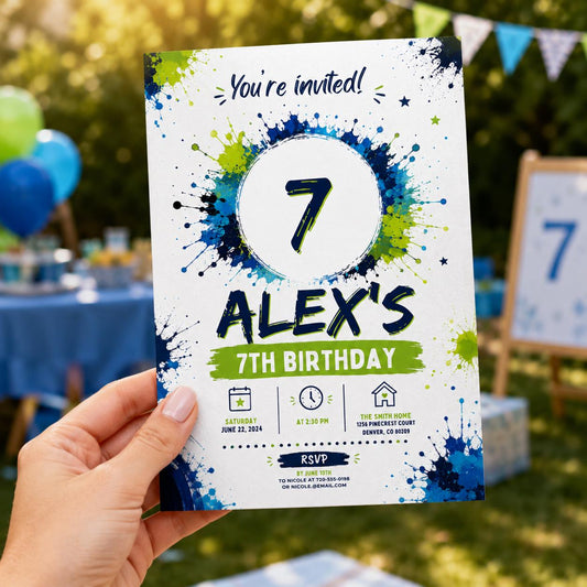 Editable Pool Birthday Invitation Canva Template, Boys Cute Modern Fun Themed Custom DIY Chic Kids Party Invite, Printable Digital Download.