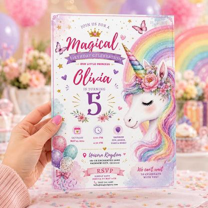Editable Princess Birthday Invitation Canva Template, Pastel Girls Cute Modern Fun Themed DIY Chic Party Invite, Printable Digital Download.