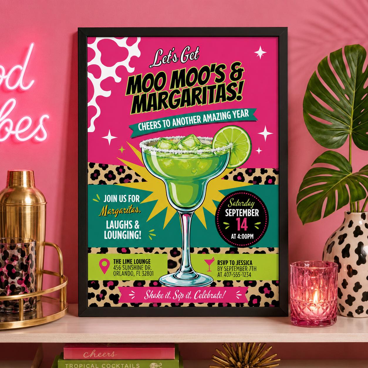 Editable Tropical Bachelorette Invitation Canva Template, Girls Adult Cute Fun DIY Sweet Chic Kids Party Invite, Printable Digital Download.