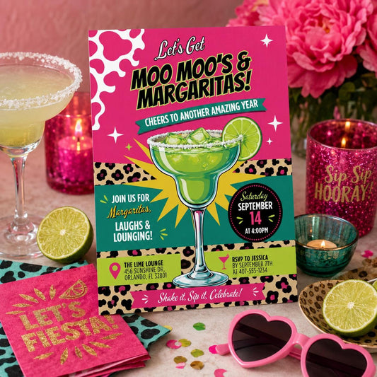 Editable Tropical Bachelorette Invitation Canva Template, Girls Adult Cute Fun DIY Sweet Chic Kids Party Invite, Printable Digital Download.