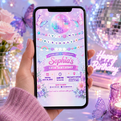 Editable Music Birthday Invitation Canva Template, Girls Teens Music Cute Modern Fun DIY Chic Kids Party Invite, Printable Digital Download.