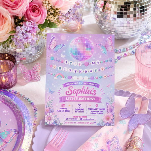 Editable Music Birthday Invitation Canva Template, Girls Teens Music Cute Modern Fun DIY Chic Kids Party Invite, Printable Digital Download.