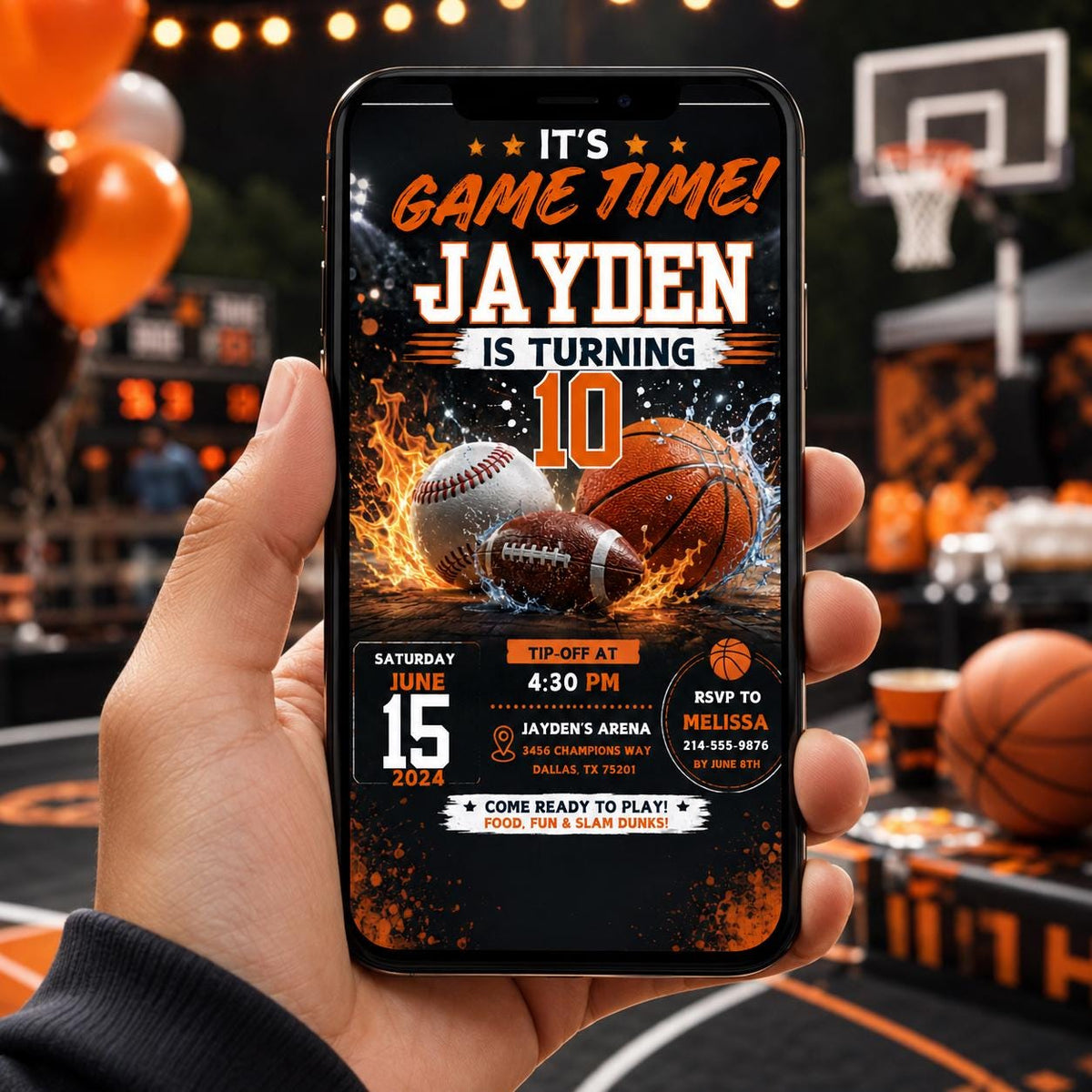 Editable Sports Birthday Invitation Canva Template, All Star Football Basketball Party Invite for Boys, Kids, Printable DIY Digital Download