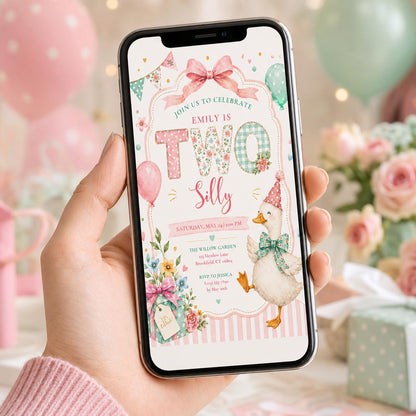 Editable Floral Birthday Invitation Canva Template, Pink Girls Kids Floral Cute Fun DIY Sweet Chic Party Invite, Printable Digital Download.