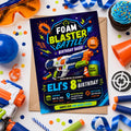 Editable Nerf Birthday Invitation Canva Template, Kids Cute Modern Fun Themed Custom DIY Chic Teen Party Invite, Printable Digital Download.