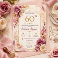 Editable Floral Birthday Invitation Canva Template, Blush Girls Adult Cute Fun DIY Sweet Chic Kids Party Invite, Printable Digital Download.
