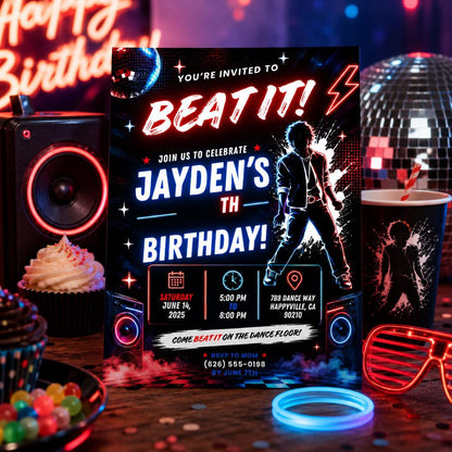 Editable Pop Star Birthday Invitation Canva Template, Cute Modern Fun Themed Custom DIY Sweet Chic Party Invite, Printable Digital Download.