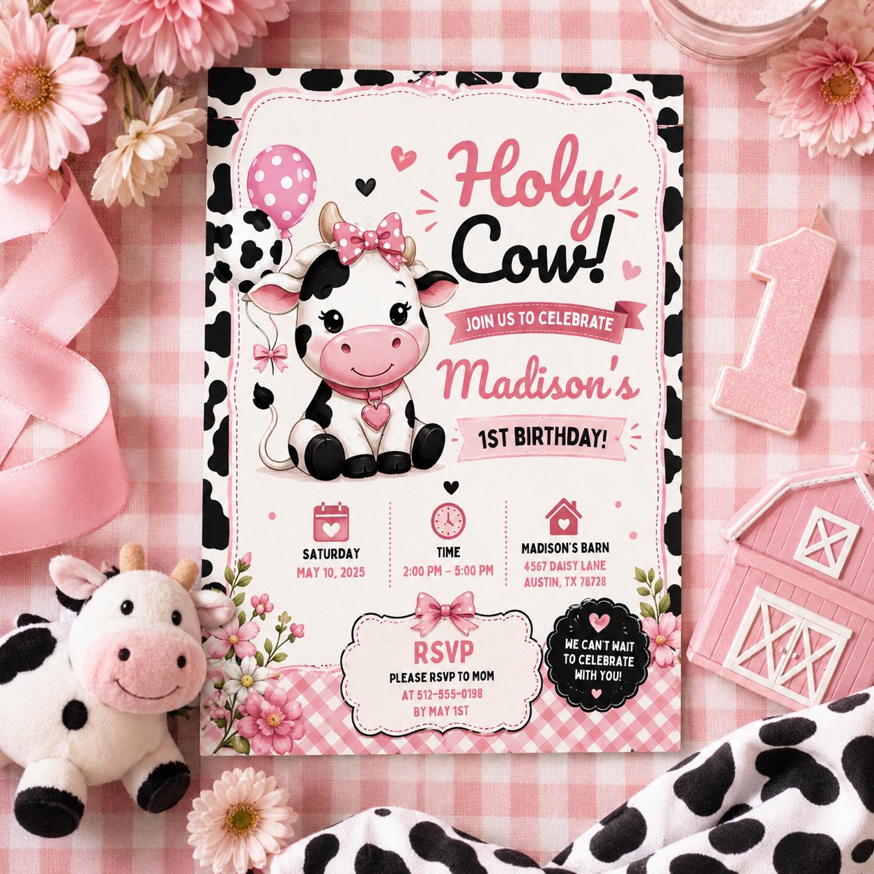Editable Cowgirl Birthday Invitation Canva Template, Kids Cute Fun DIY Sweet Chic Teen Tween Adult Party Invite, Printable Digital Download.