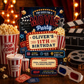 Editable Movie Birthday Invitation Canva Template, Kids Cute Modern Fun Themed DIY Sweet Chic Teen Party Invite, Printable Digital Download.