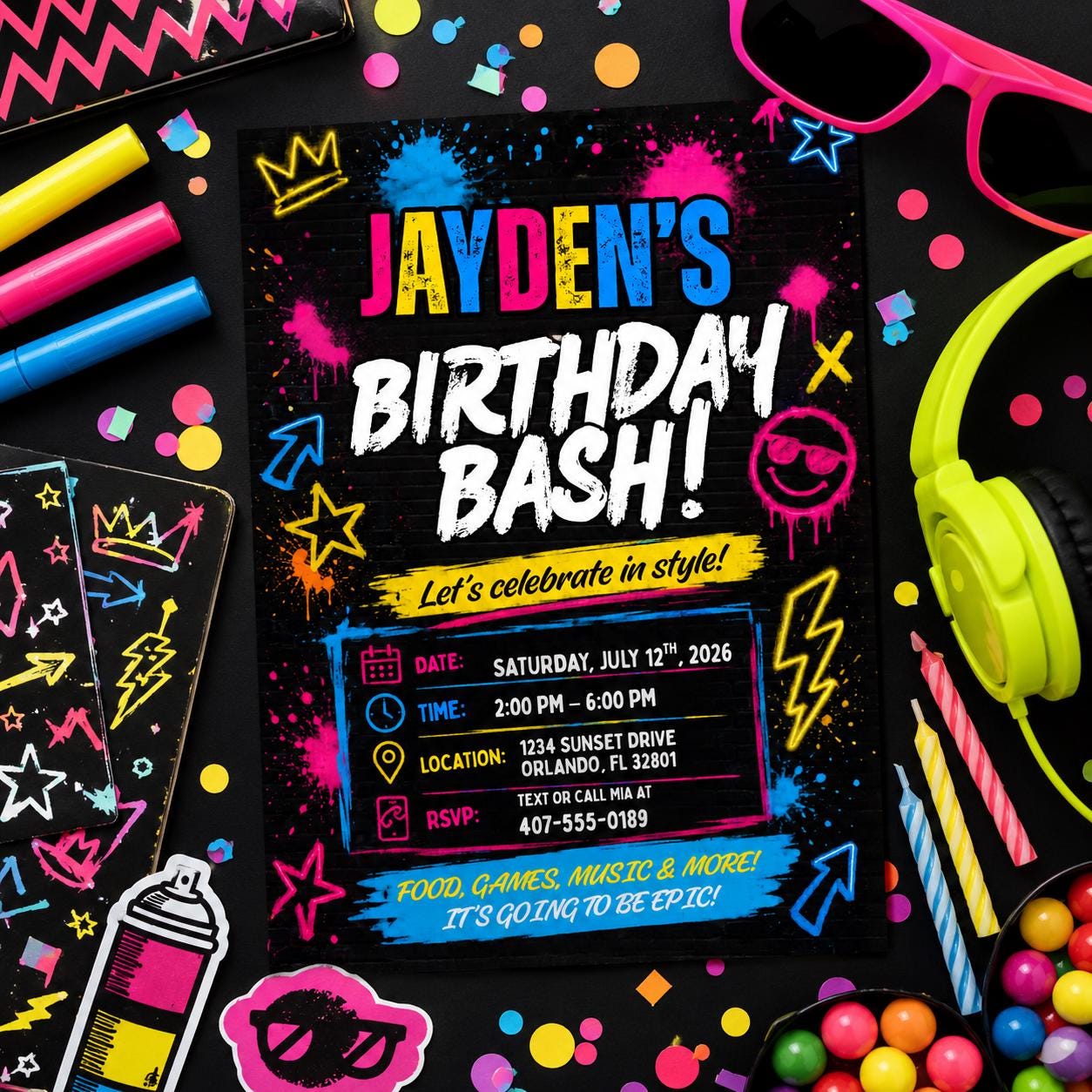 Editable Bruh We End of Year Party Invitation Canva Template, Boys Kids Teens Cute Fun DIY Sweet Chic Teen Tween Printable Digital Download.