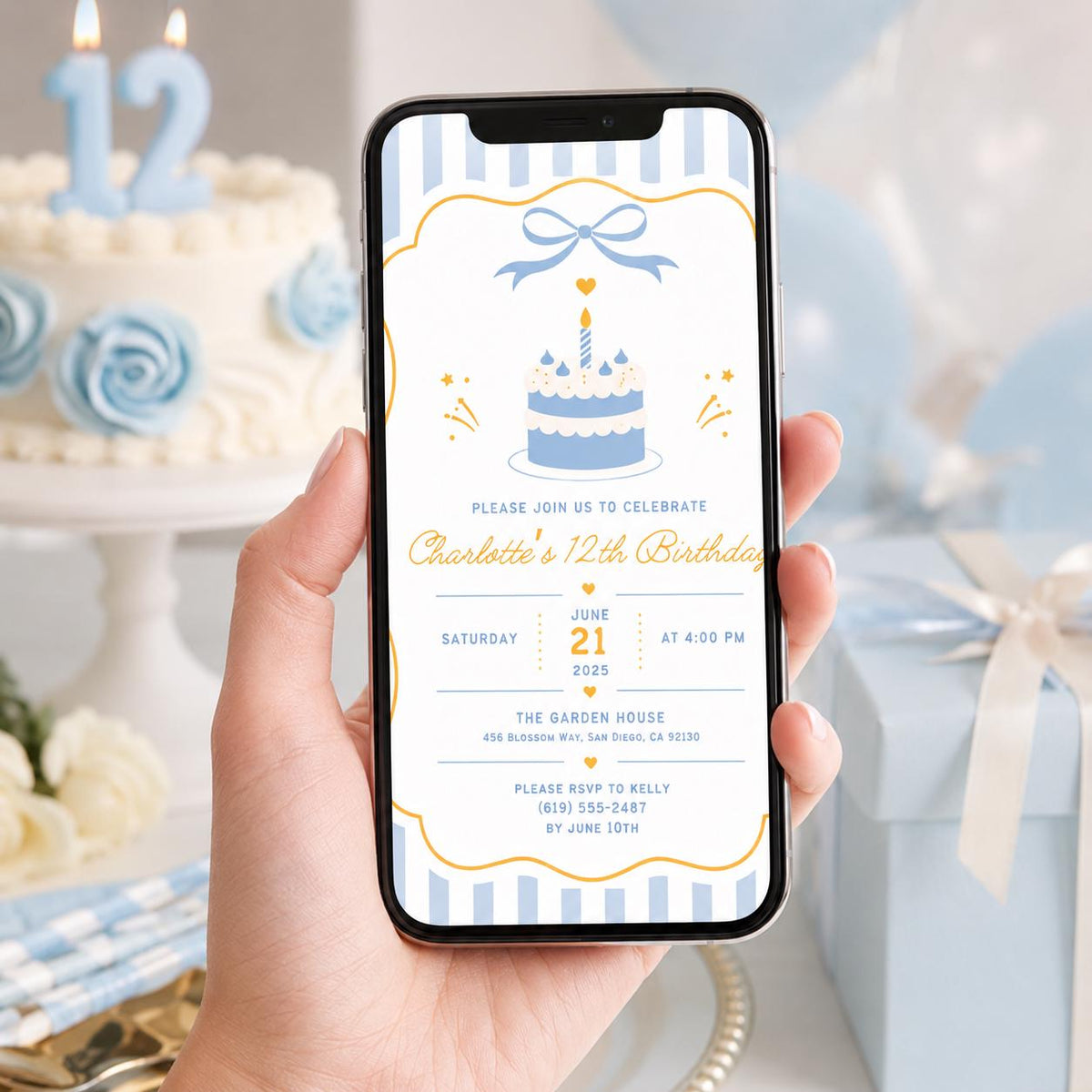Editable Cake Birthday Invitation Canva Template, Pink Red Retro Girls Cake Cute Fun DIY Chic Kids Party Invite, Printable Digital Download.