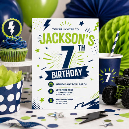 Editable Superhero Birthday Invitation Canva Template, Boys Hero Cute Fun DIY Sweet Chic Kids Teen Party Invite, Printable Digital Download.