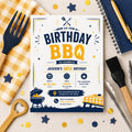 Editable Bbq Birthday Invitation Canva Template, Blue Boys Kids Adult Cute Fun DIY Sweet Chic Teen Party Invite, Printable Digital Download.