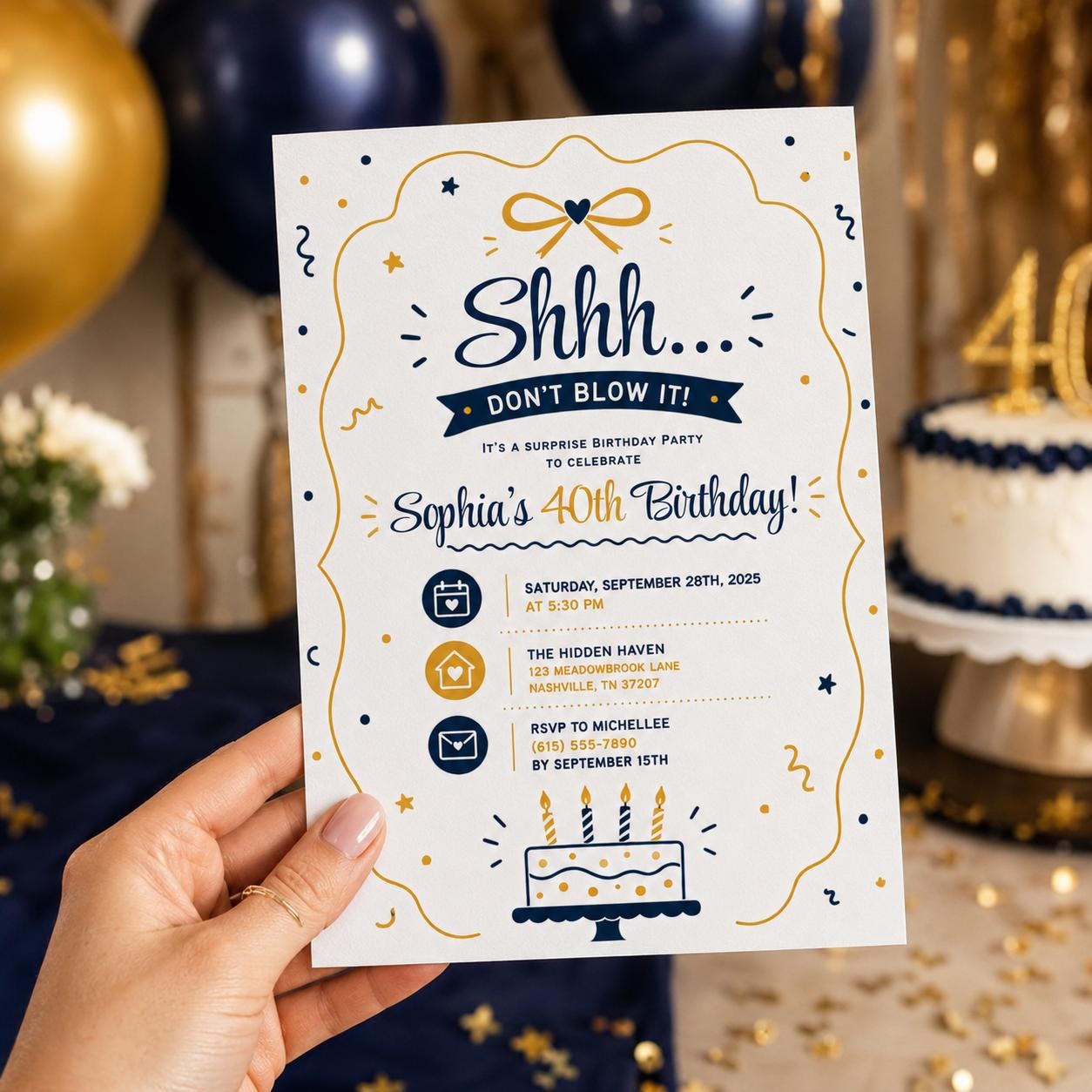 Editable Surprise Birthday Invitation Canva Template, Girls Adult Any Age Cute Modern Fun DIY Chic Party Invite, Printable Digital Download.