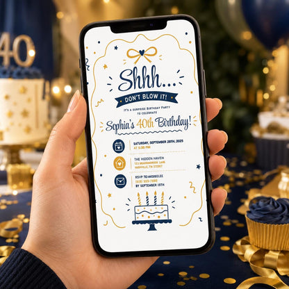 Editable Surprise Birthday Invitation Canva Template, Girls Adult Any Age Cute Modern Fun DIY Chic Party Invite, Printable Digital Download.