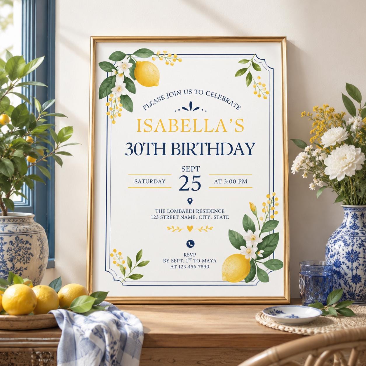 Editable Coastal Birthday Invitation Canva Template, Blue Adult Beach Cute Fun DIY Sweet Chic Kids Party Invite, Printable Digital Download.