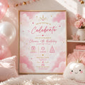 Editable Blush Pink Let Celebrate Baby Shower Invitation Canva Template, Gold Luxury Kids Cute Fun Party Invite, Printable Digital Download.