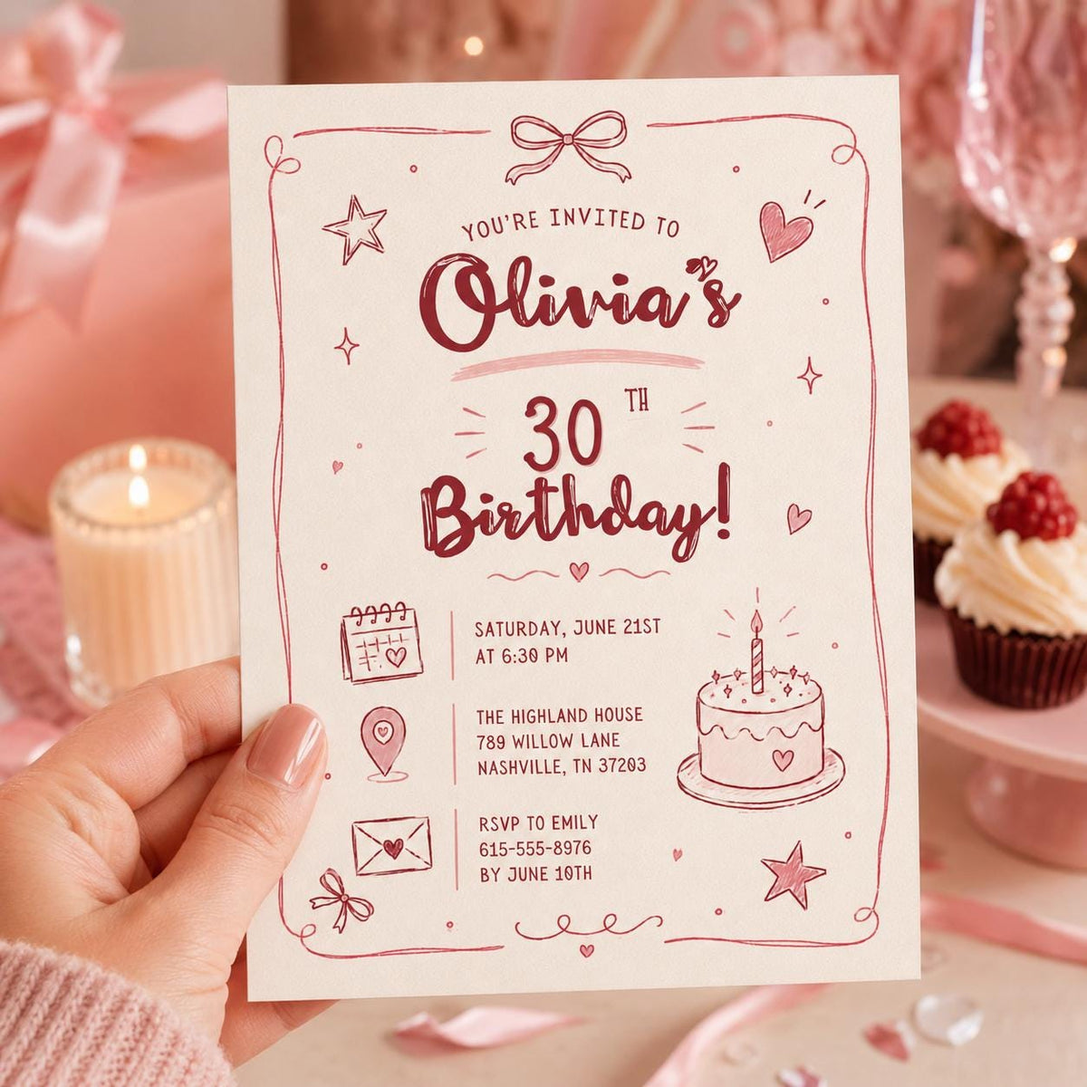 Editable 30th Dirty Martini Birthday Invitation Canva Template, Girls Adult Cute Fun DIY Chic Kids Party Invite, Printable Digital Download.
