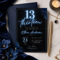 Editable Neon Glow Birthday Invitation Canva Template, Blue Boys Kids Teens Neon Cute Fun DIY Chic Party Invite, Printable Digital Download.