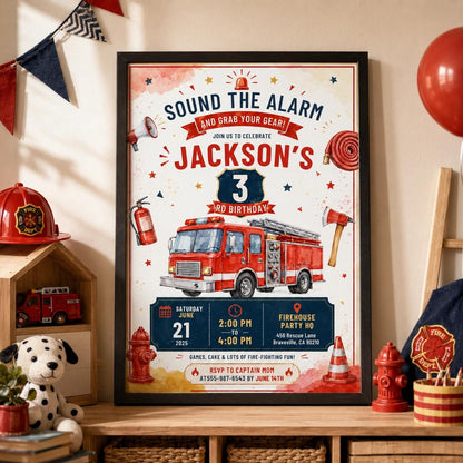 Editable Truck Birthday Invitation Canva Template, Boys Truck Cute Modern Fun Themed DIY Chic Kids Party Invite, Printable Digital Download.