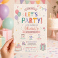 Editable Let Birthday Invitation Canva Template, Pastel Preppy Girls Cute Modern Fun DIY Chic Kids Party Invite, Printable Digital Download.