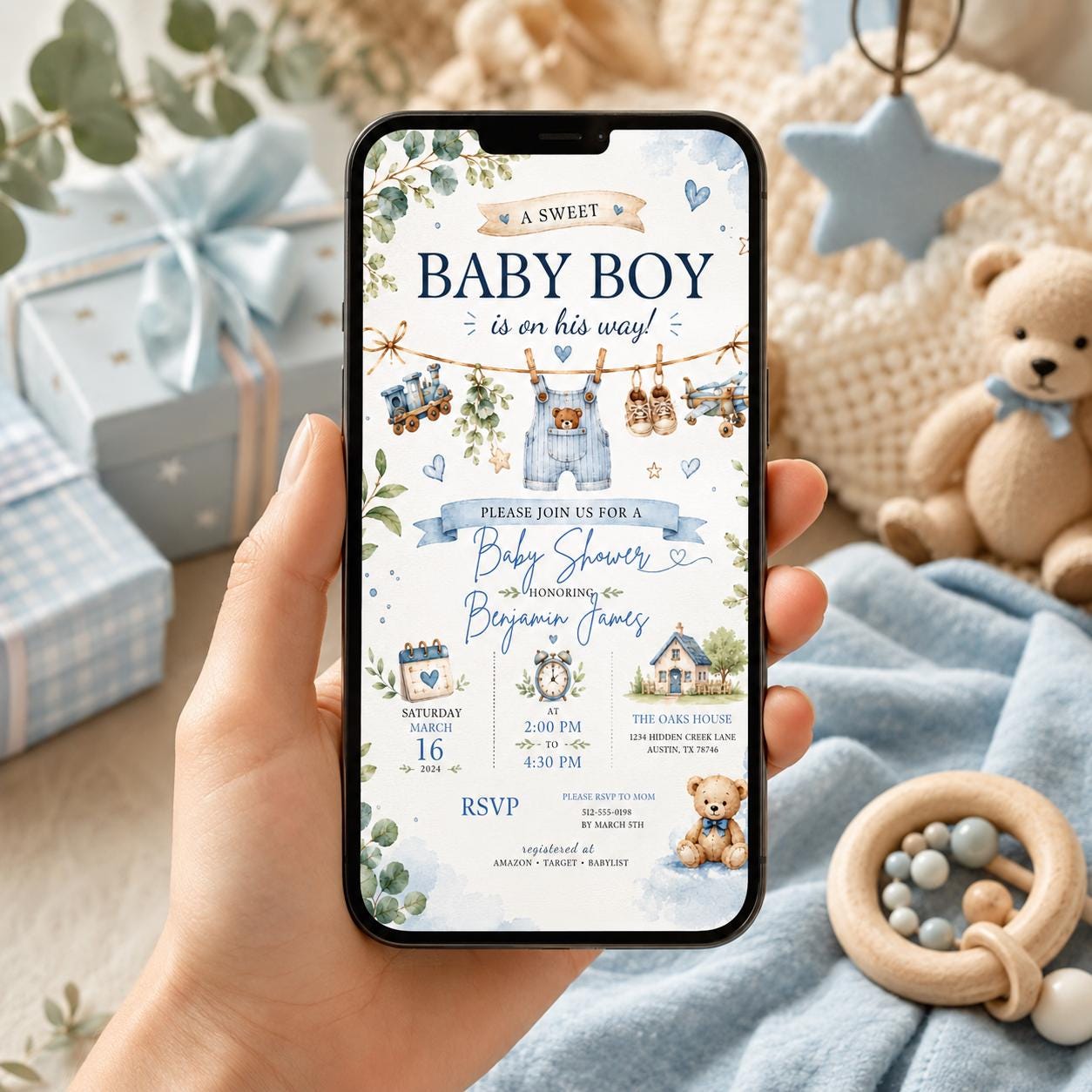 Editable Fishing Birthday Invitation Canva Template, Boys Kids Cute Modern Fun DIY Sweet Chic Teen Party Invite, Printable Digital Download.