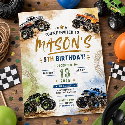 Editable Monster Birthday Invitation Canva Template, Kids Cute Fun DIY Sweet Chic Teen Tween Adult Party Invite, Printable Digital Download.