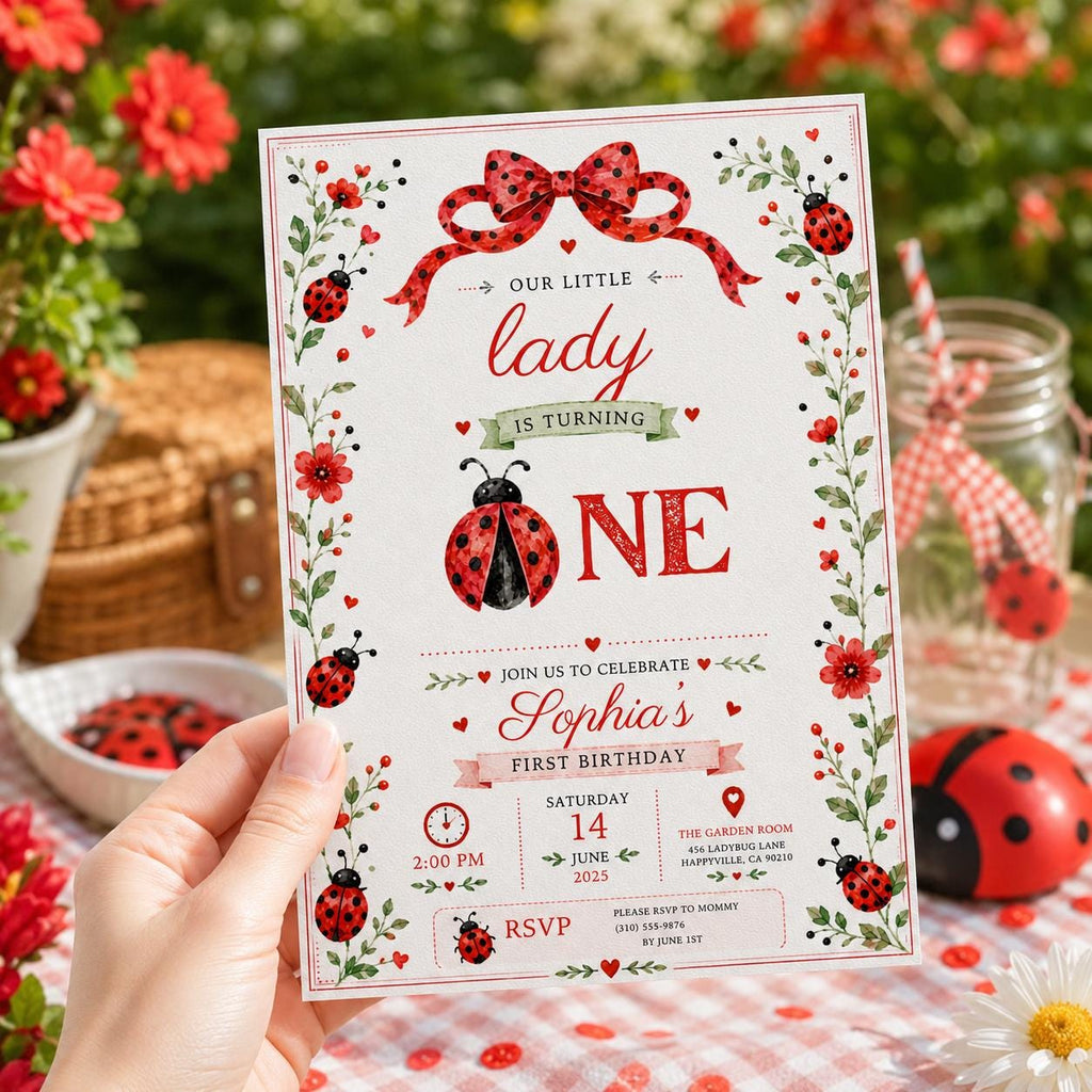 Editable Wildflower Birthday Invitation Canva Template, Pink Floral Girls Kids Cute Modern Fun DIY Party Invite, Printable Digital Download.