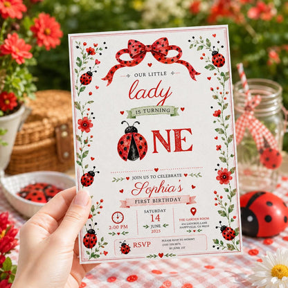 Editable Wildflower Birthday Invitation Canva Template, Pink Floral Girls Kids Cute Modern Fun DIY Party Invite, Printable Digital Download.
