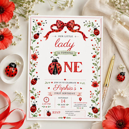 Editable Wildflower Birthday Invitation Canva Template, Pink Floral Girls Kids Cute Modern Fun DIY Party Invite, Printable Digital Download.