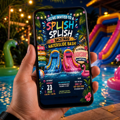 Editable Pool Birthday Invitation Canva Template, Pool Cute Modern Fun Themed Custom DIY Chic Kids Party Invite, Printable Digital Download.