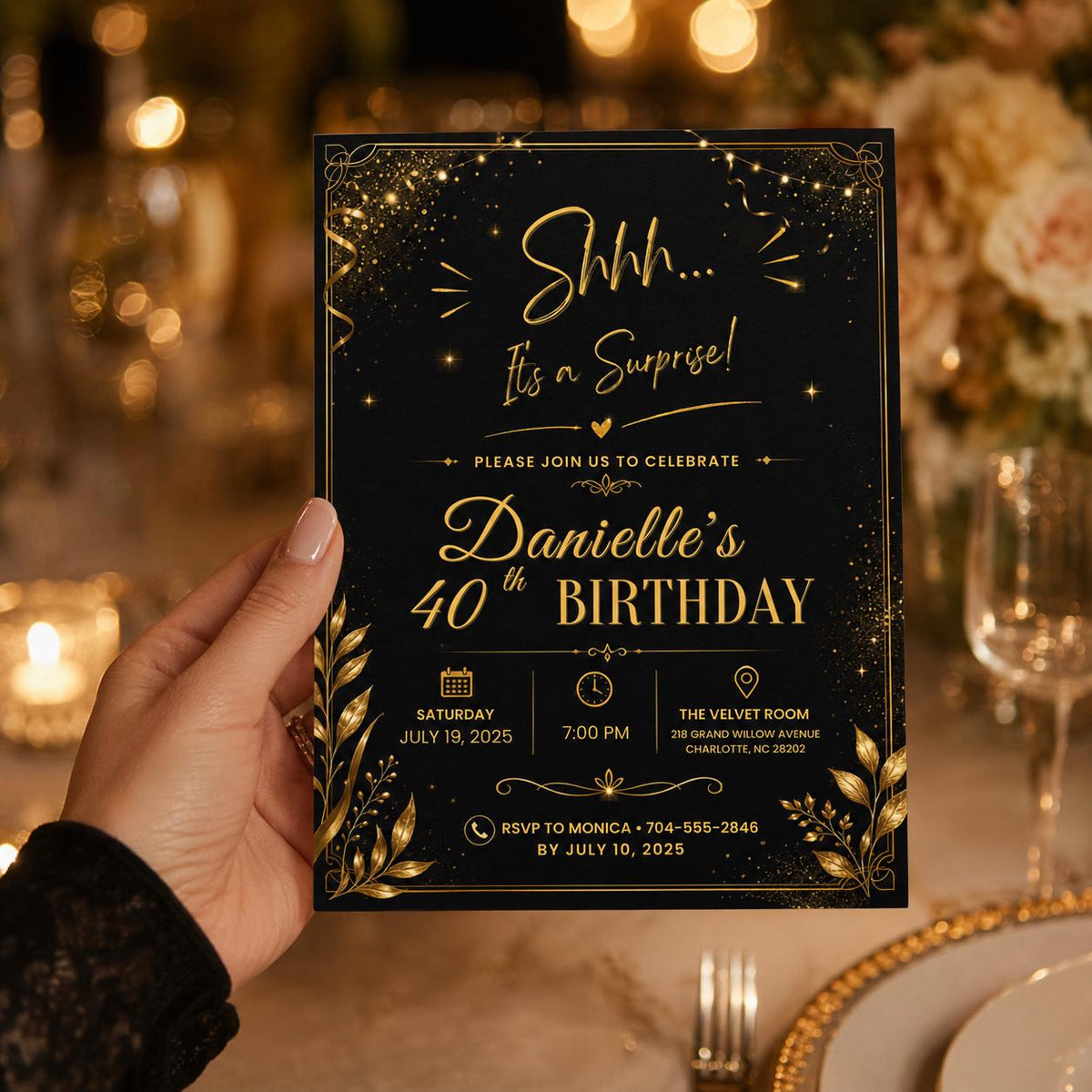 Editable Surprise 30th Birthday Invitation Canva Template, Adult Cute Fun DIY Sweet Chic Kids Teen Party Invite, Printable Digital Download.