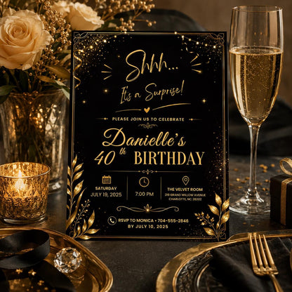 Editable Surprise 30th Birthday Invitation Canva Template, Adult Cute Fun DIY Sweet Chic Kids Teen Party Invite, Printable Digital Download.