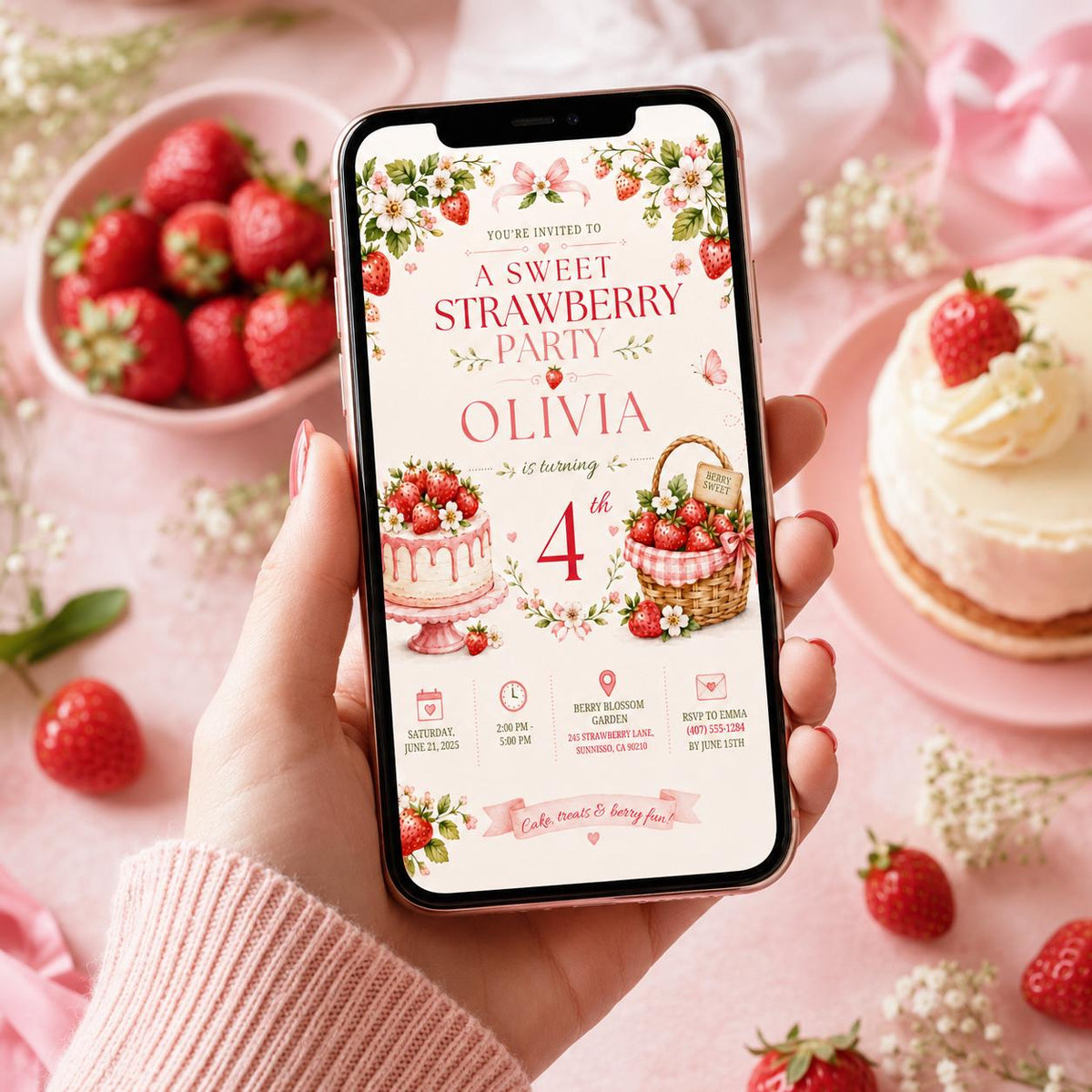 Editable Floral Birthday Invitation Canva Template, Pink Girls Kids Adult Floral Cute Fun DIY Chic Party Invite, Printable Digital Download.