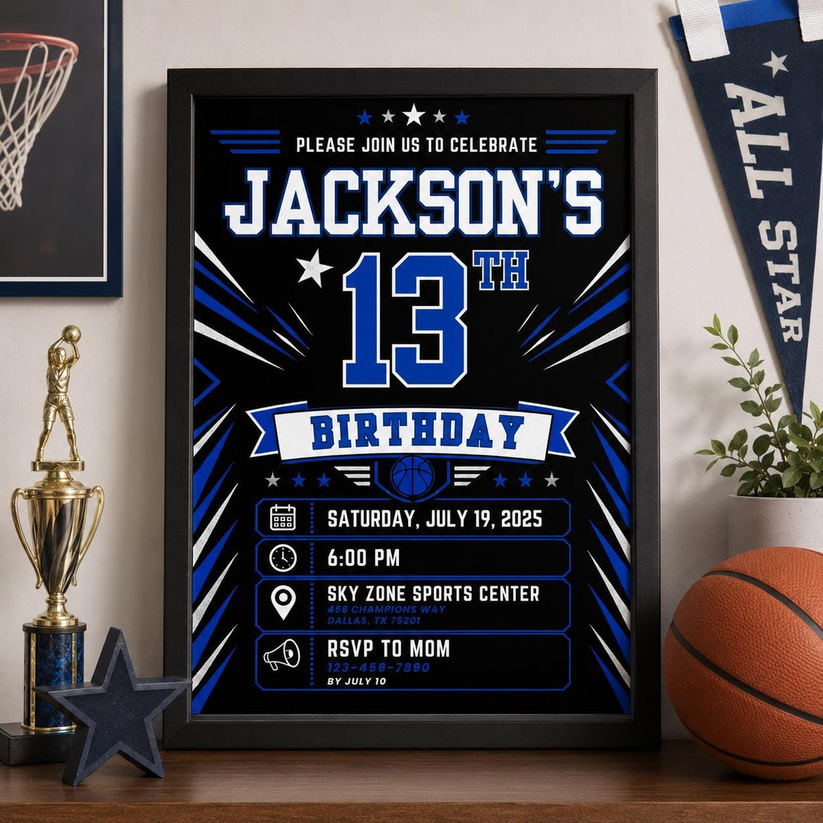 Editable Neon Glow Birthday Invitation Canva Template, Boys Neon Cute Fun DIY Sweet Chic Kids Teen Party Invite, Printable Digital Download.