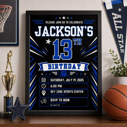 Editable Neon Glow Birthday Invitation Canva Template, Boys Neon Cute Fun DIY Sweet Chic Kids Teen Party Invite, Printable Digital Download.