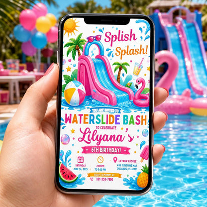 Editable Pool Birthday Invitation Canva Template, Girls Pool Cute Modern Fun Themed DIY Sweet Chic Party Invite, Printable Digital Download.